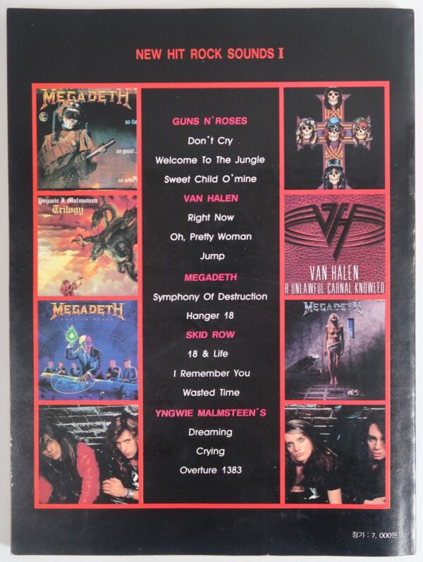 New Hit Rock Sound 1 Metal Rock Score + Guitar Tab Book Korea Megadeth Van Halen