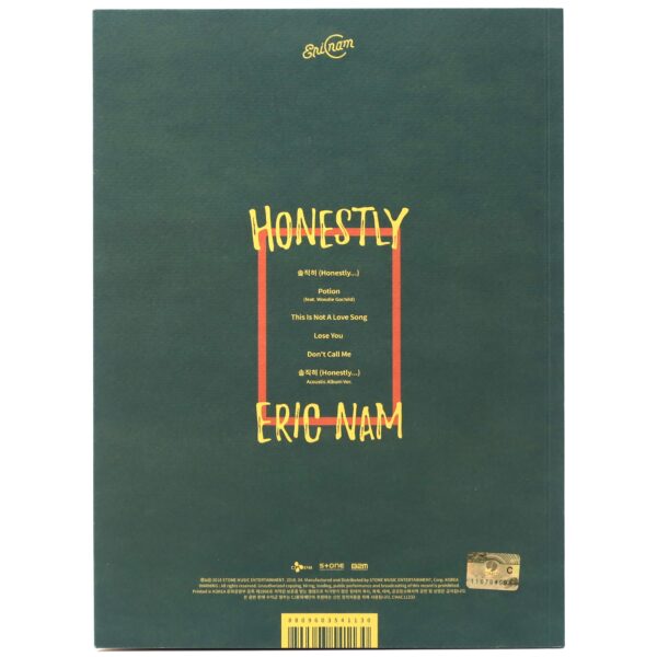 Eric Nam - Honestly CD Album No Photocard K-Pop 2018