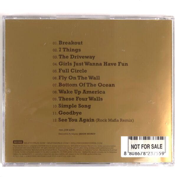 Miley Cyrus - Breakout CD Album Korean Promo Korea