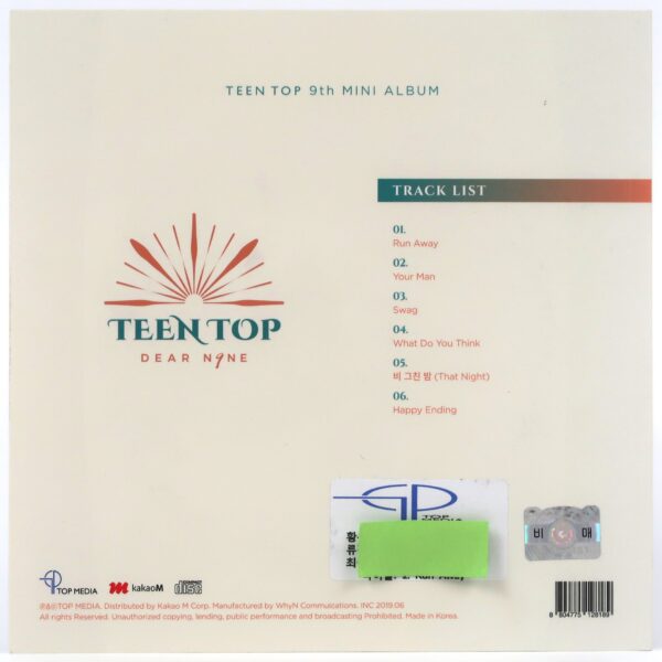 Teen Top - Dear N9ne Signed Autographed Mini Album CD K-Pop 2019 Teentop