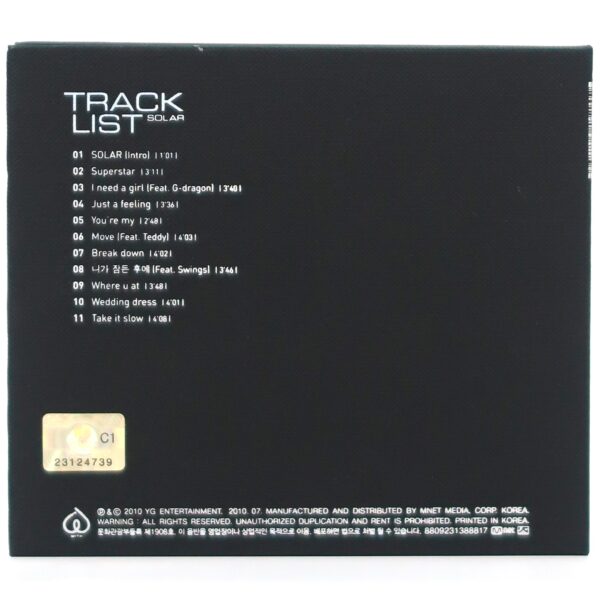 Taeyang - Solar Album CD K-Pop Digipak 2010 Bigbang YG - Korea Disco