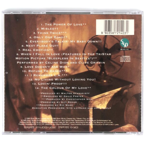 Celine Dion - The Colour Of My Love Korean CD Album Korea