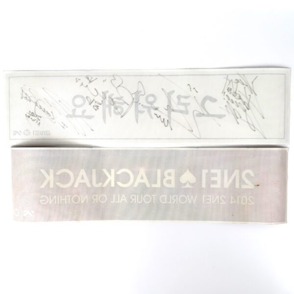 2NE1 Signed Autographed Slogan Banner Blackjack 2014