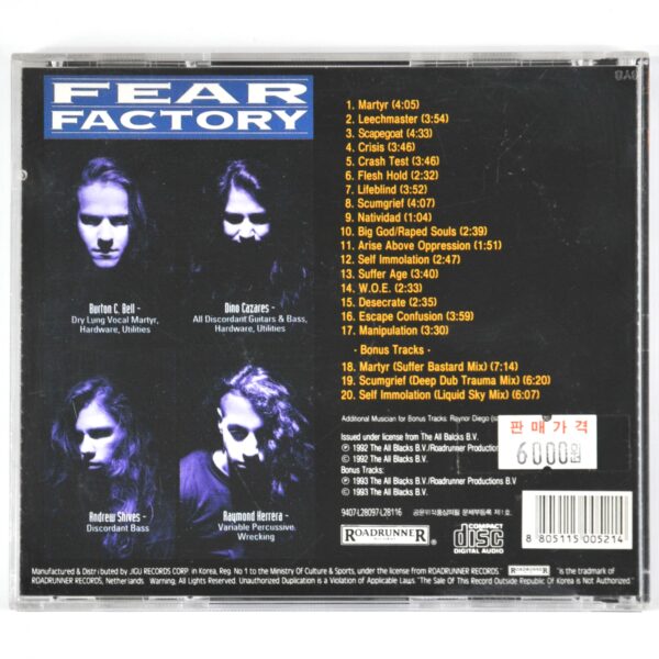 Fear Factory - Soul Of A New Machine Korean CD Album Korea Metal