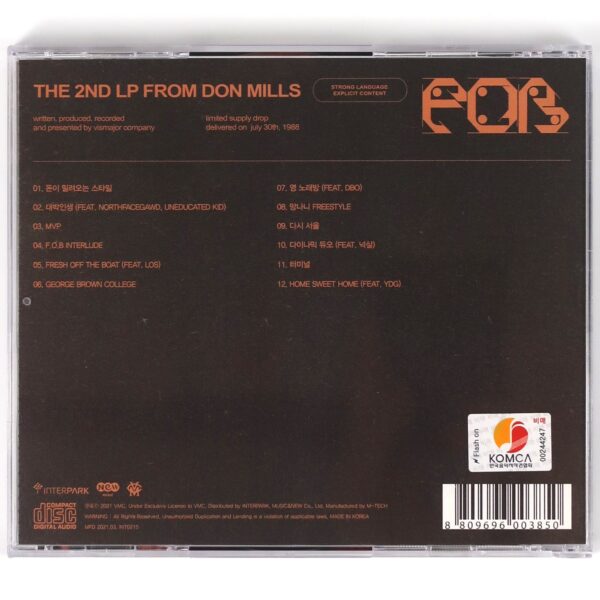 Don Mills - F.O.B Signed Autographed Album CD K-Rap Korean Hip Hop 2021