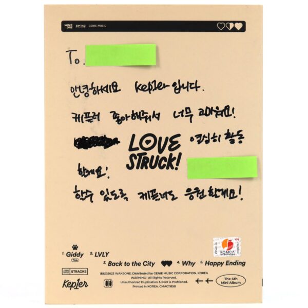 Kep1er - Love Struck! Love Strike Ver. Signed Autographed CD Album Promo Kepler