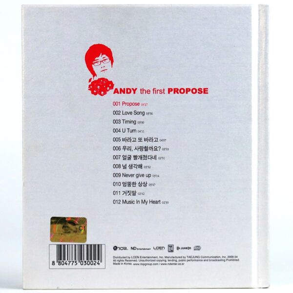 Andy - The First Propose Album CD K-Pop 2008 Shinhwa Solo