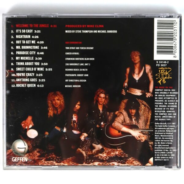 Guns N' Roses - Appetite For Destruction Korean CD Album Korea 1993