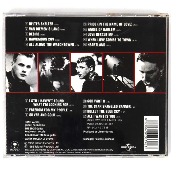 U2 - Rattle And Hum Korean CD Album Korea Universal
