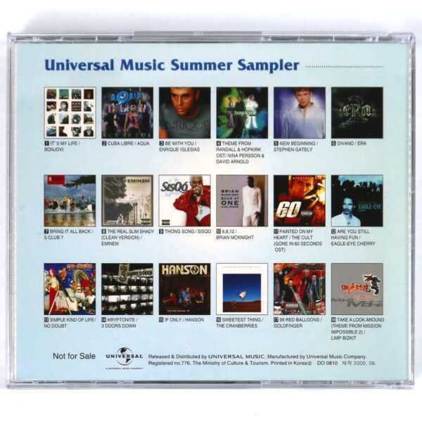 Universal Music Summer Sampler CD Korea Eminem Aqua Bon Jovi 2000