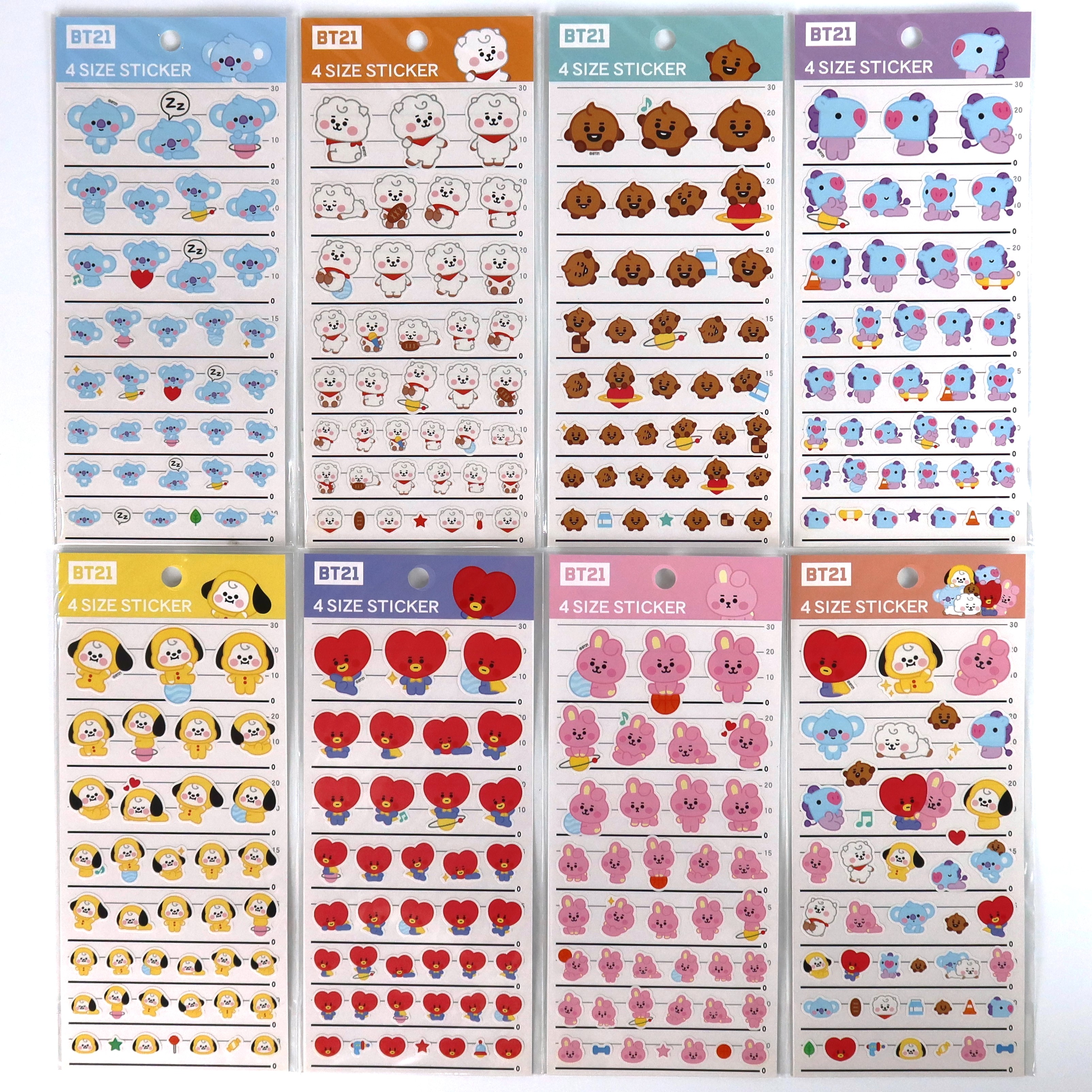 BTS BT21 4 Size Sticker All 8 Versions Complete Set Line Friends Japan ...