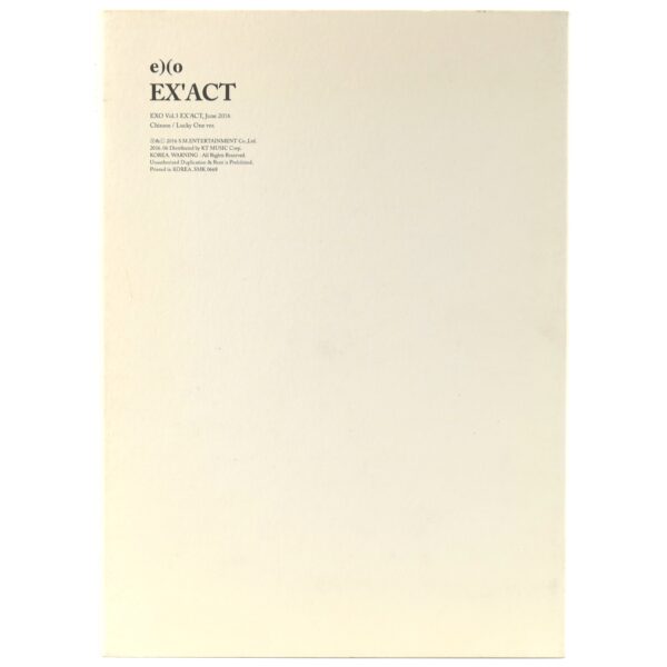 Exo - Ex'act [Chinese / Lucky One Ver.] Album CD No Photocard 2016 K-Pop