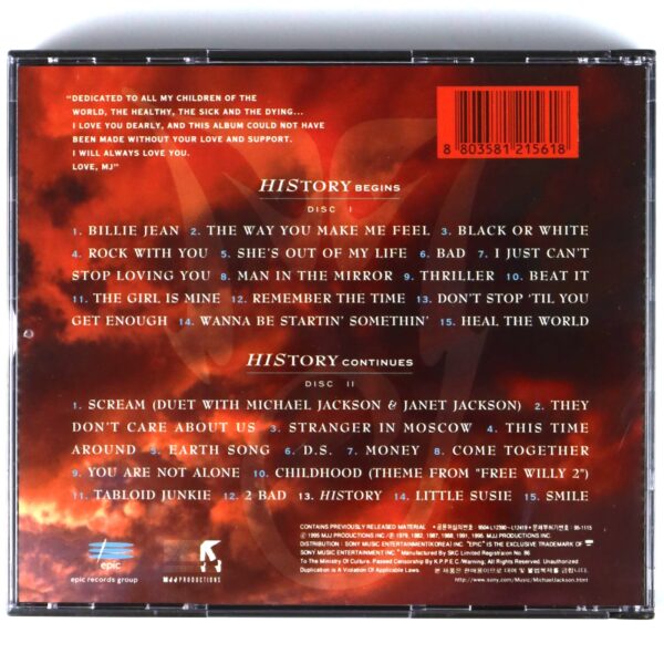 Michael Jackson HIStory - Past, Present And Future Book I Album Korea CD Korean