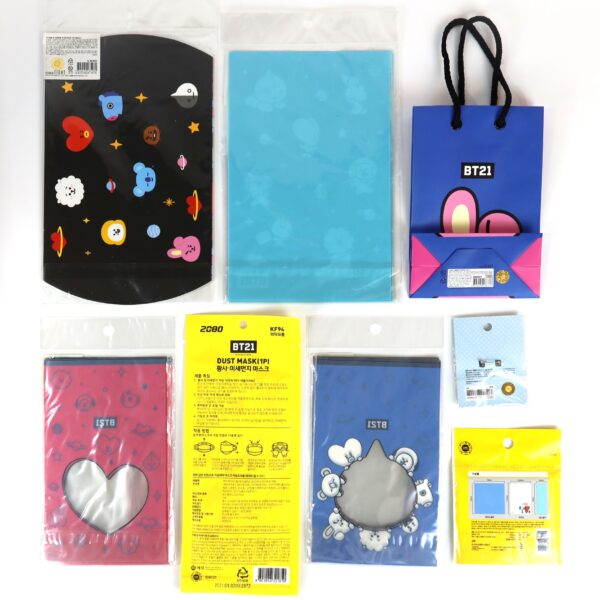 BTS BT21 Line Friends Lot Of Various Goods Packaging Bags Post-It