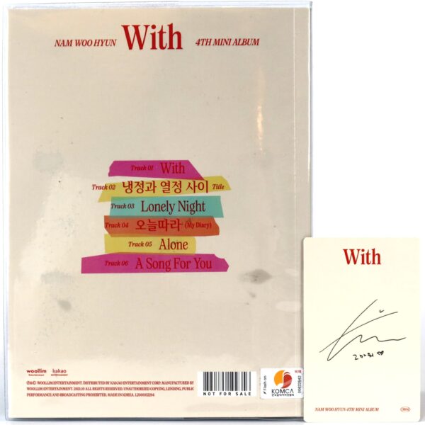 Nam Woo Hyun - With [A Ver.] 4th Mini Album Signed Promo CD 2021 Infinite