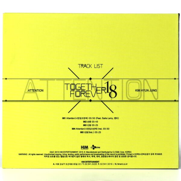 Kim Hyun Jung - Attention Signed Autographed Single Album CD Promo K-Pop 2015