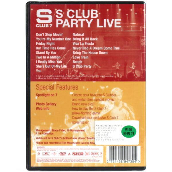 S Club 7 - S Club Party Live DVD + Poster Set Sealed Korea Imported
