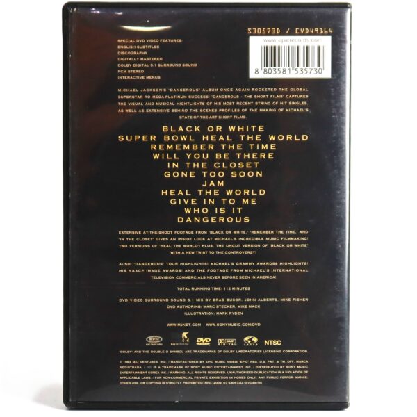 Michael Jackson - Dangerous The Short Films Korean DVD + Inserts [NTSC] Korea