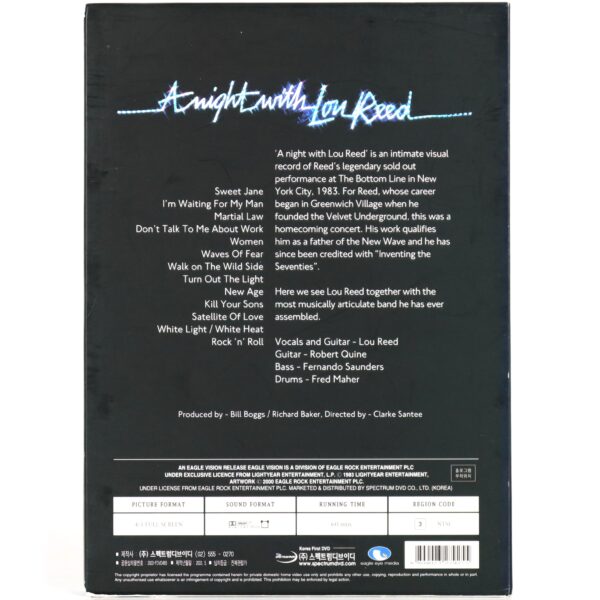A Night With Lou Reed Korean DVD [NTSC] Korea Slipcase