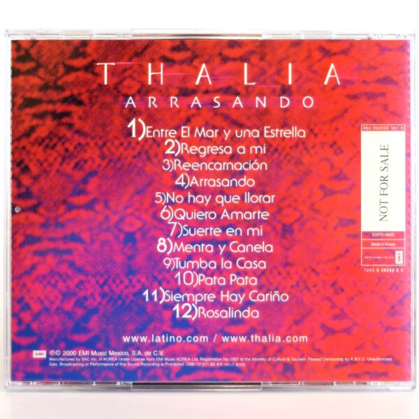 Thalia - Arrasando Korean Album CD Promo Korea