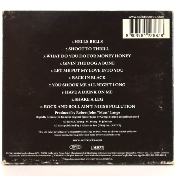 AC/DC - Back In Black Korean Album CD Korea 2003 Digipak [wear]