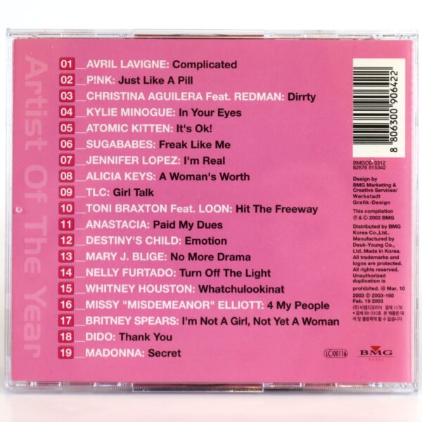 Artist Of The Year Top 19 Divas CD Madonna Britney Spears Kylie Minogue P!nk