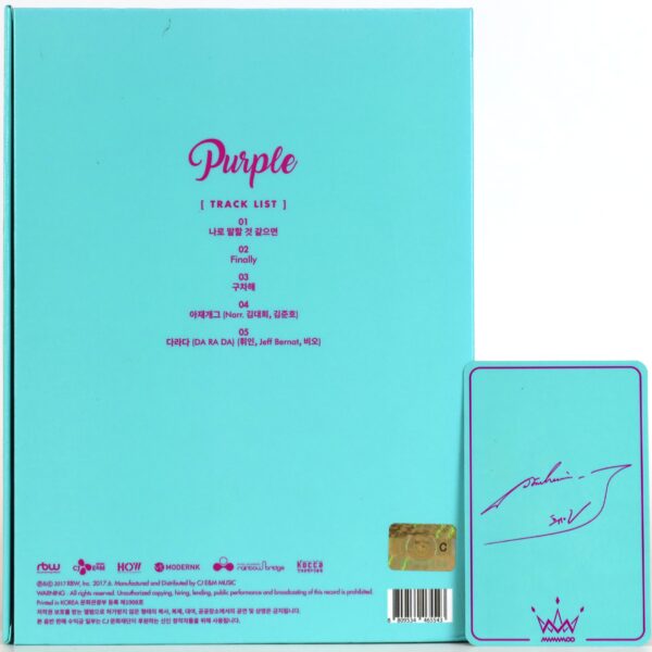 Mamamoo - Purple [B. Ver] 5th Mini Album CD Wheein Photocard 2017