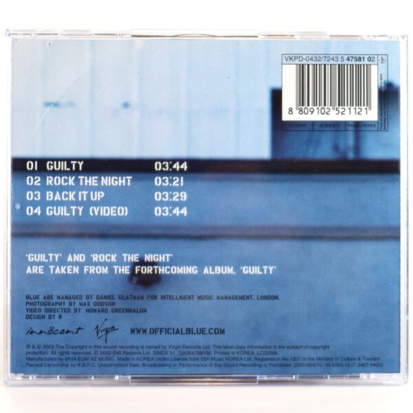 Blue - Guilty Korean Single Album CD Korea