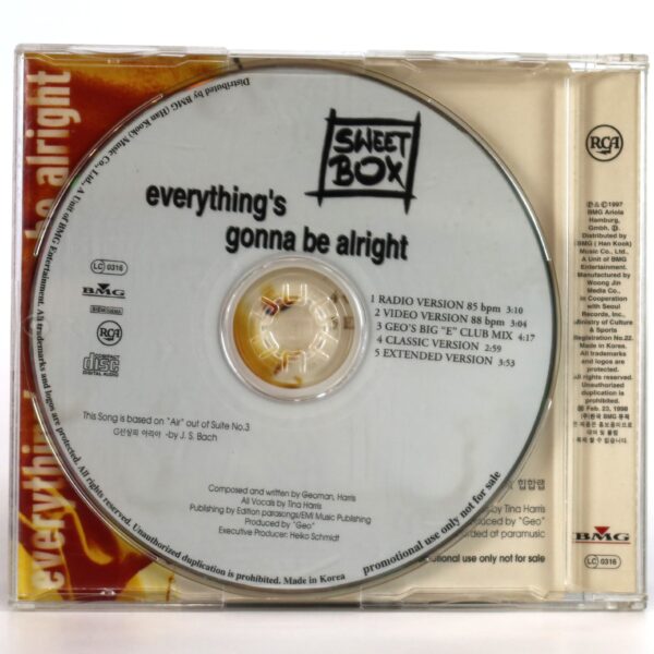 Sweetbox - Everything's Gonna Be Alright Korean Single Promo CD Korea