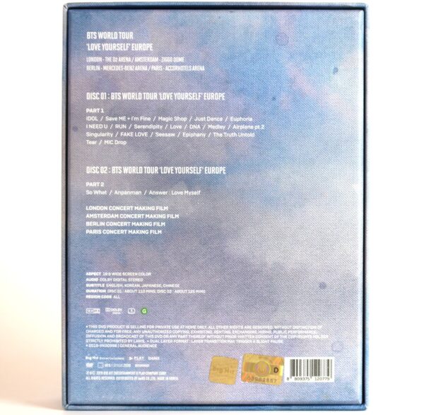 BTS - Love Yourself World Tour Europe DVD No PC 2019