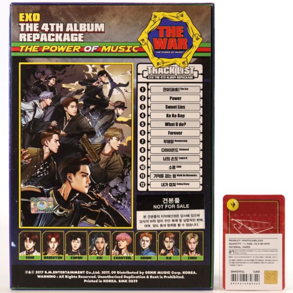 Exo - The War: The Power Of Music 4th Album Repackage CD + Sehun Photocard 2017