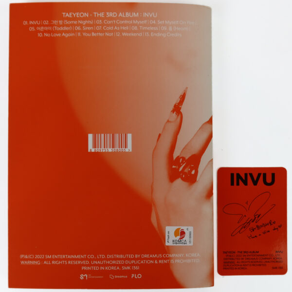 Taeyeon - Invu [Orange Ver.] 3rd Album CD + PC 2022