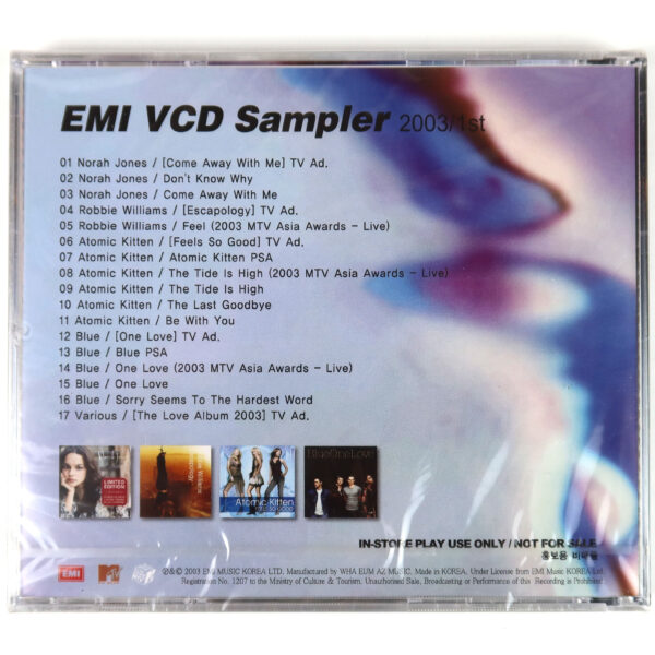 EMI VCD Sampler 2003 1st Video CD Promo Korea Atomic Kitten Robbie Williams Blue
