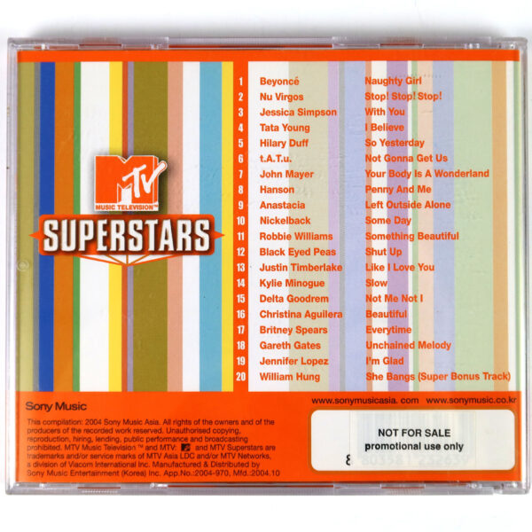 MTV Superstars Compilation CD Korea Promo Britney Spears Hilary Duff Beyonce