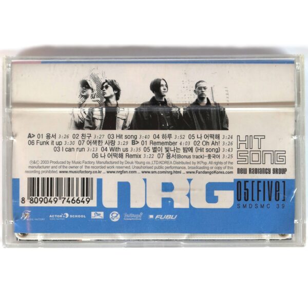 NRG - Hit Song 5th Album Cassette Tape K-Pop 2003