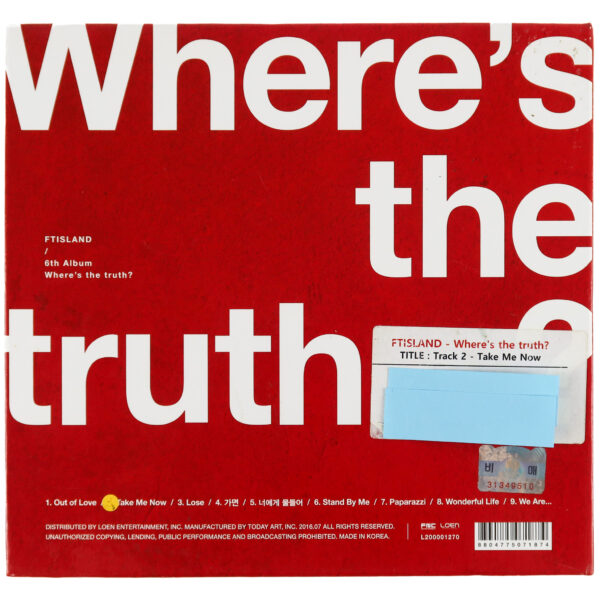 FTIsland - Where's The Truth? 6th Album Signed Promo CD 2016 F.T. Island [read]