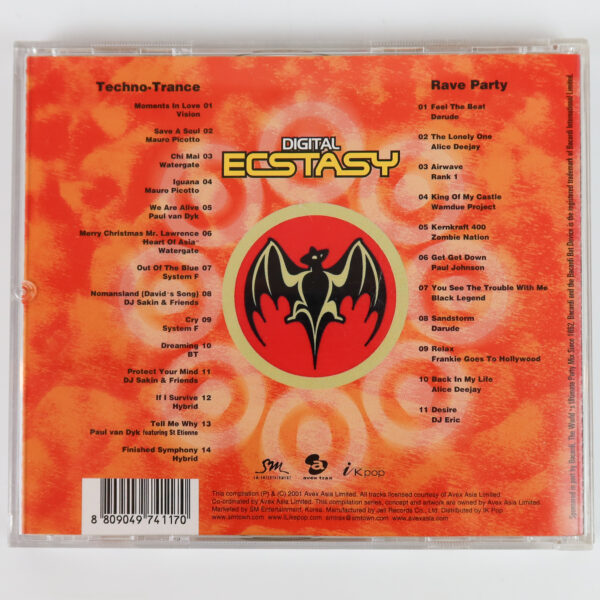 Digital Ecstasy Trance Techno Compilation Album CD Korea SM smtrax 2001