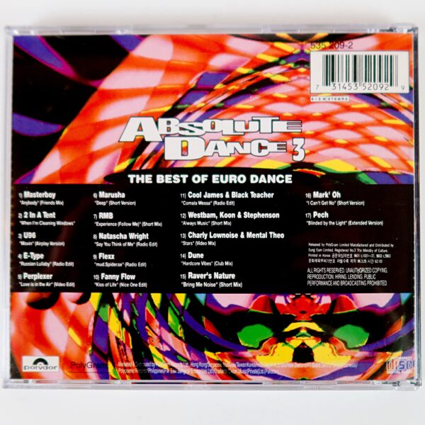 Absolute Dance 3 Happy Hardcore Compilation Album CD Korea 1996