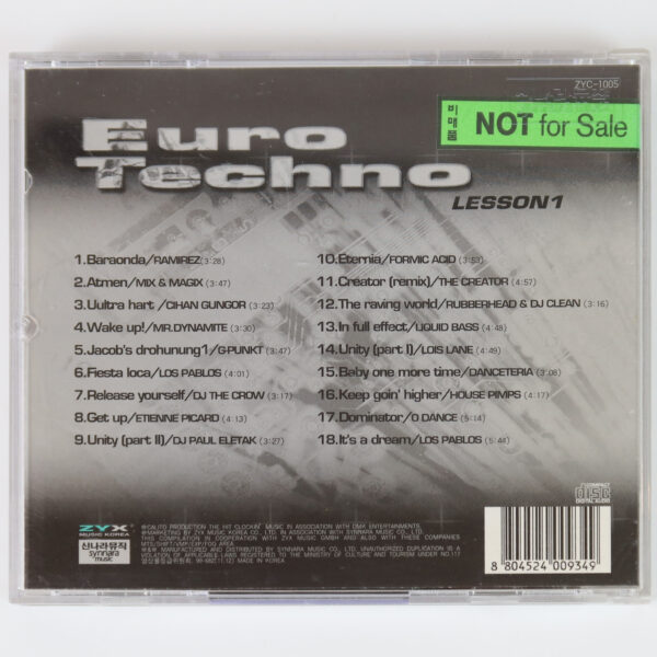 IMG_9763 Euro Techno Lesson 1 Dance Compilation Album Promo CD Korea 1999