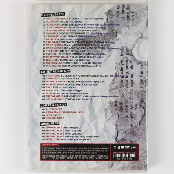 Muse Cover 2003 Warner Music Sampler DVD [NTSC] Korea Metallica Madonna
