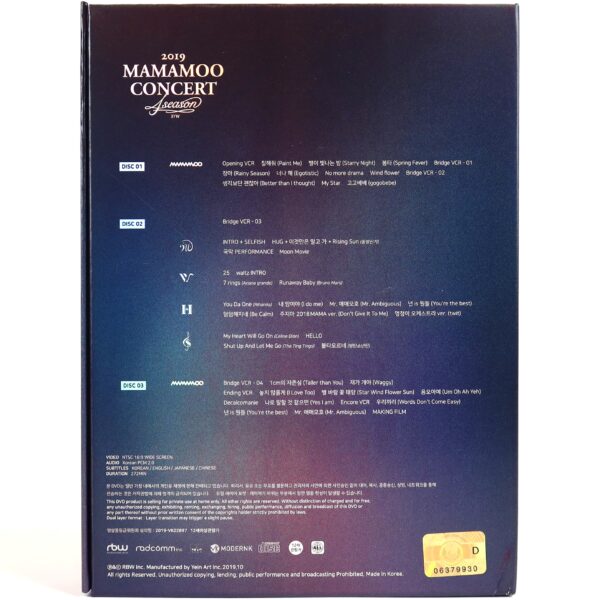 Mamamoo - 4Season 2019 Concert DVD Video + Photocards