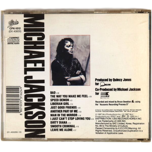 Michael Jackson - Bad Album CD Korea First Pressing Misprint [read]