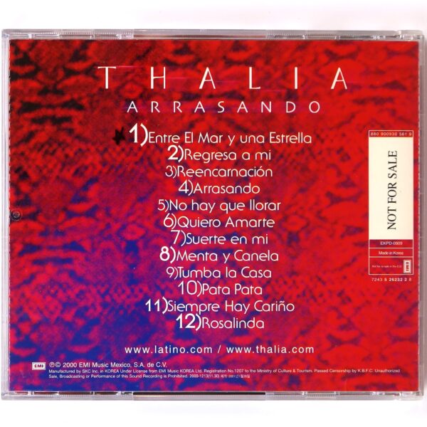 IMG_6036 Thalia - Arrasando Korean Album CD Promo Korea