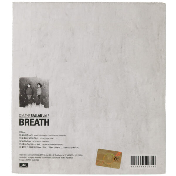 S.M. The Ballad - Breath [Korean Ver.] 2nd Album CD 2014 SM Jay Jonghyun